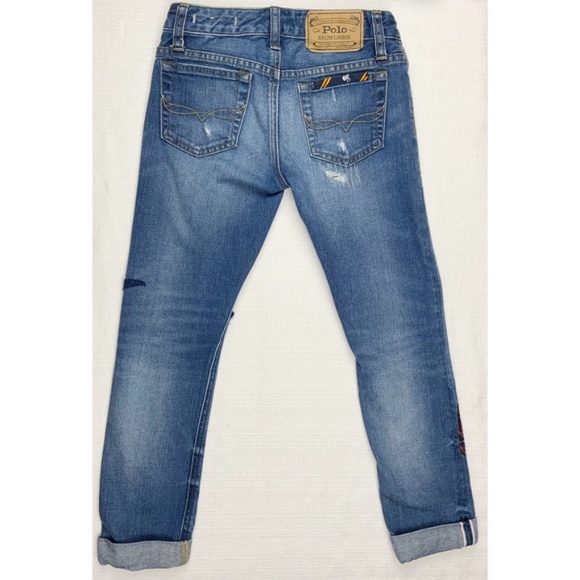 EUC RALPH LAUREN ASTOR PATCHWORK JEANS , SIZE GIRL 8 - Picture 2 of 8